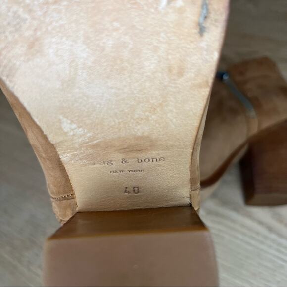Rag & Bone Margot Suede Leather Ankle Boot Zip Up Stacked Block Heel Tan US 10 - Picture 9 of 10